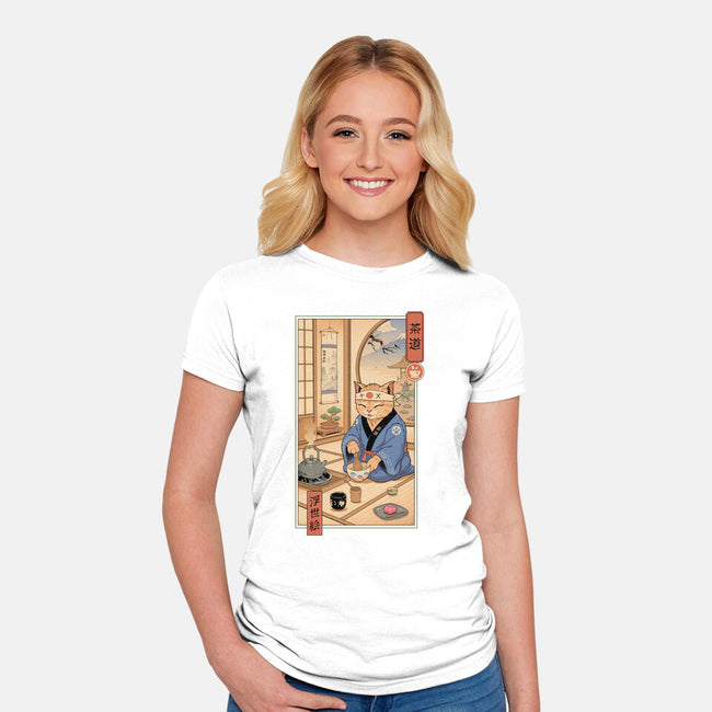 Tea Cat Meowster-Womens-Fitted-Tee-vp021