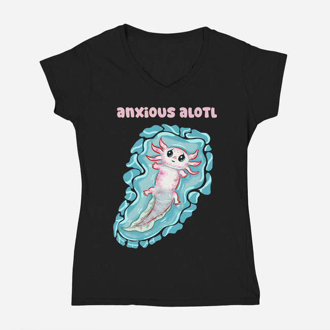 Anxious Alotl-Womens-V-Neck-Tee-nickzzarto
