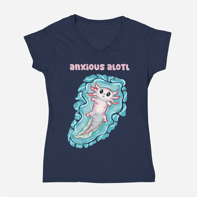Anxious Alotl-Womens-V-Neck-Tee-nickzzarto