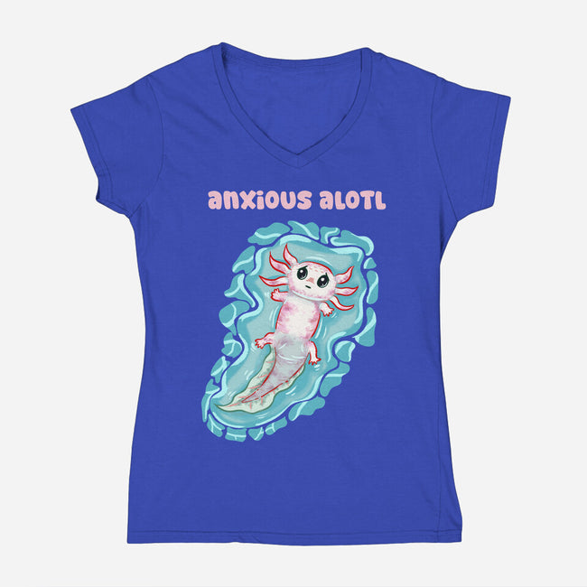 Anxious Alotl-Womens-V-Neck-Tee-nickzzarto
