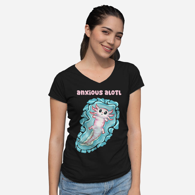 Anxious Alotl-Womens-V-Neck-Tee-nickzzarto