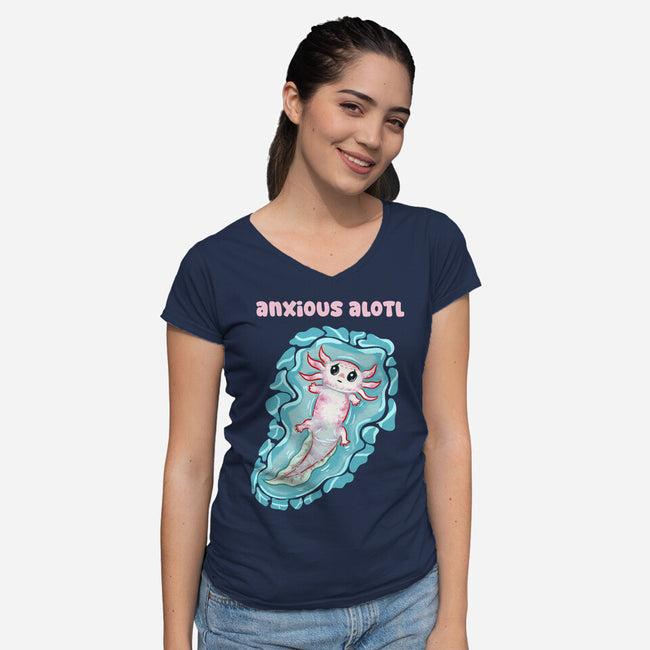 Anxious Alotl-Womens-V-Neck-Tee-nickzzarto