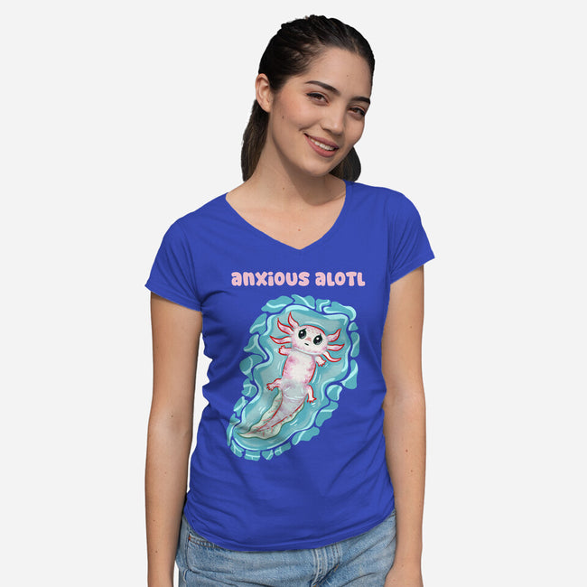Anxious Alotl-Womens-V-Neck-Tee-nickzzarto
