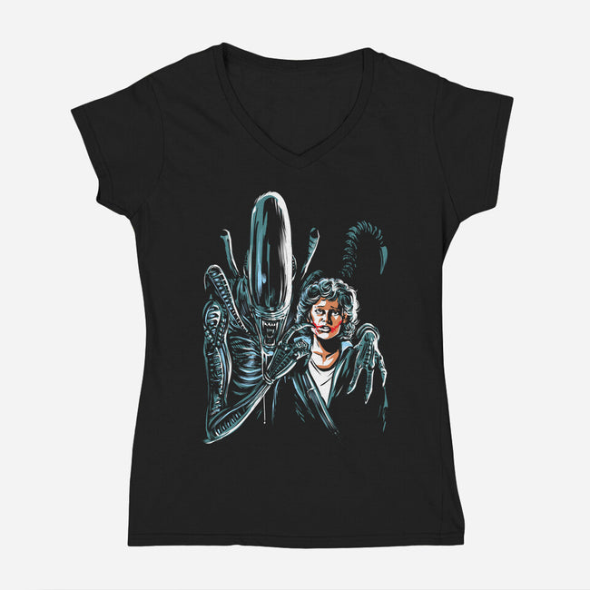 The Alien Joke-Womens-V-Neck-Tee-zascanauta