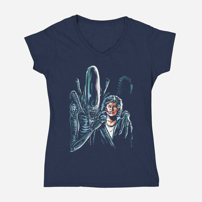 The Alien Joke-Womens-V-Neck-Tee-zascanauta