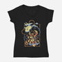 Bluegrassin With The Bear-Womens-V-Neck-Tee-Henrique Torres