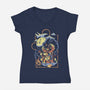 Bluegrassin With The Bear-Womens-V-Neck-Tee-Henrique Torres
