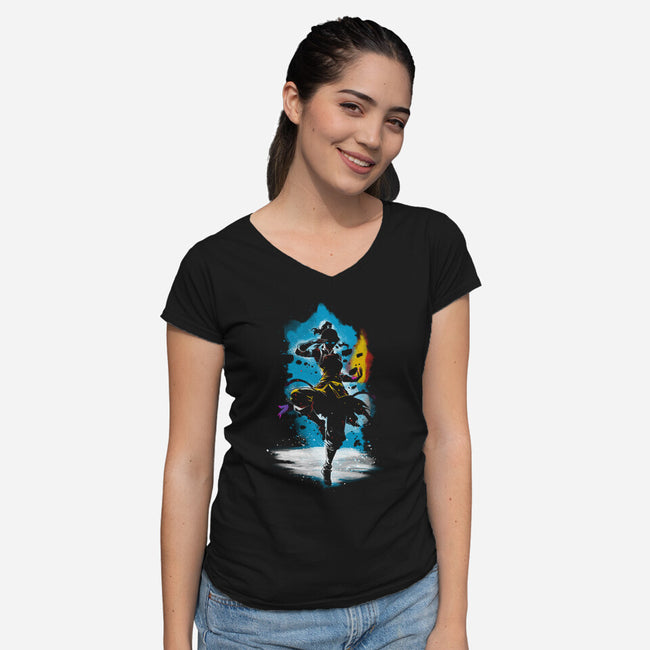 I'm The Avatar-Womens-V-Neck-Tee-kharmazero