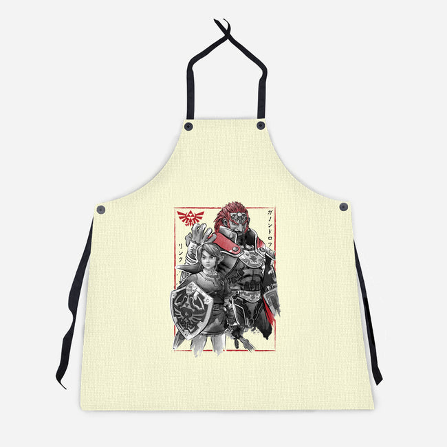 The Hero And The Evil King-Unisex-Kitchen-Apron-DrMonekers