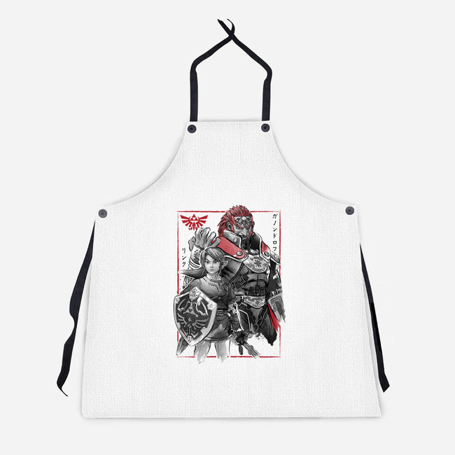The Hero And The Evil King-Unisex-Kitchen-Apron-DrMonekers