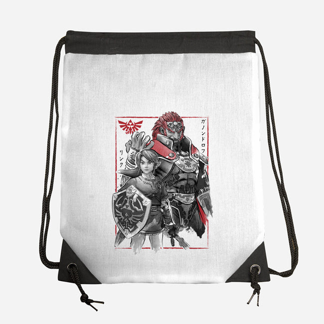 The Hero And The Evil King-None-Drawstring-Bag-DrMonekers