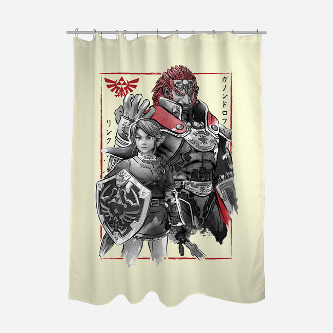 The Hero And The Evil King-None-Polyester-Shower Curtain-DrMonekers