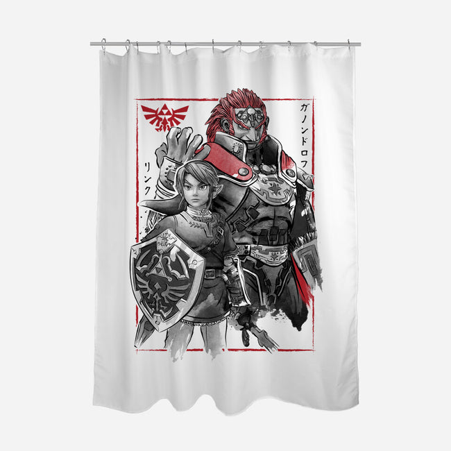 The Hero And The Evil King-None-Polyester-Shower Curtain-DrMonekers