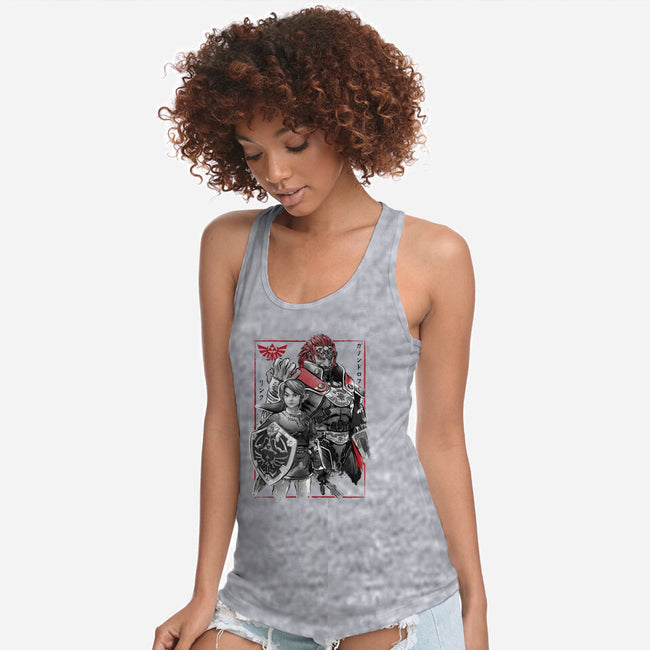 The Hero And The Evil King-Womens-Racerback-Tank-DrMonekers