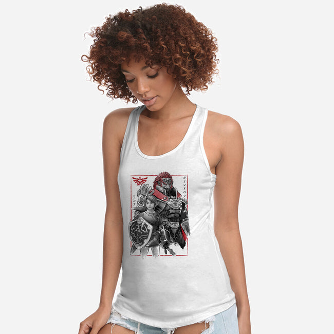 The Hero And The Evil King-Womens-Racerback-Tank-DrMonekers