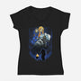 Lunar Survivor Shadowwork-Womens-V-Neck-Tee-Astrobot Invention