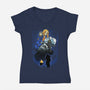 Lunar Survivor Shadowwork-Womens-V-Neck-Tee-Astrobot Invention