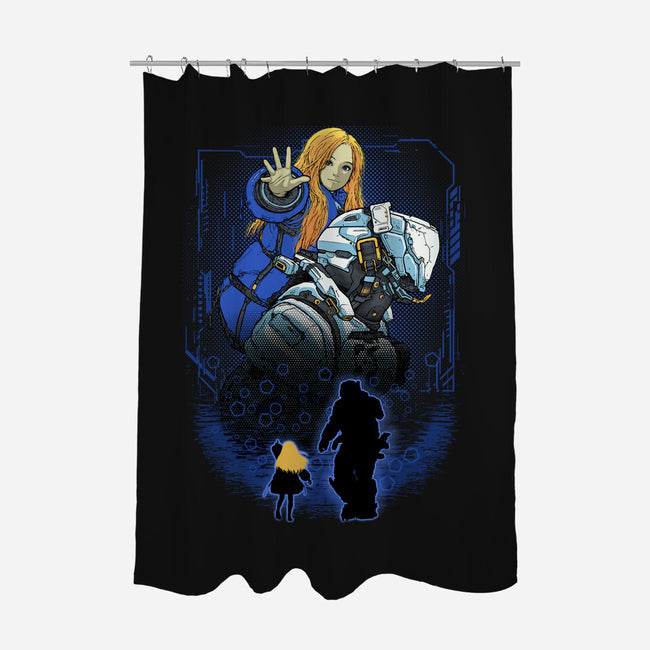 Lunar Survivor Shadowwork-None-Polyester-Shower Curtain-Astrobot Invention