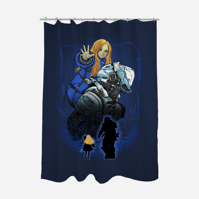 Lunar Survivor Shadowwork-None-Polyester-Shower Curtain-Astrobot Invention