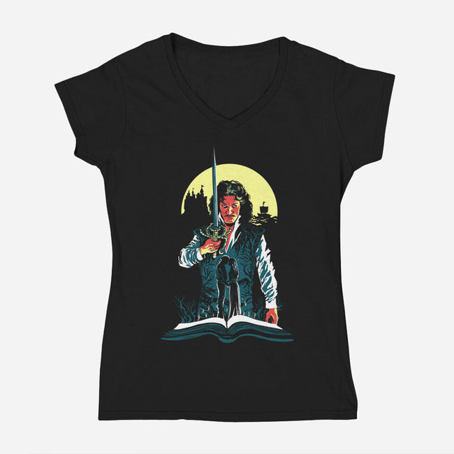 Revenge And True Love-Womens-V-Neck-Tee-zascanauta