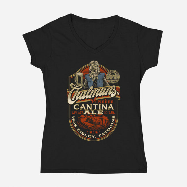 Chalmun's Cantina Ale-Womens-V-Neck-Tee-Wheels