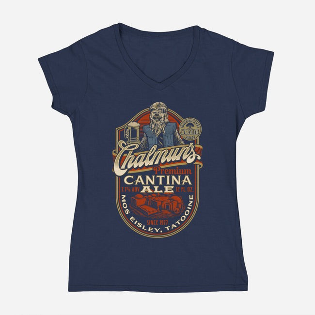 Chalmun's Cantina Ale-Womens-V-Neck-Tee-Wheels