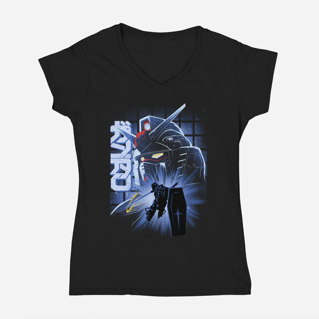 Mobile Suit Fighter-Womens-V-Neck-Tee-rmatix