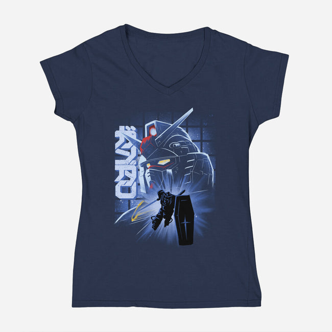 Mobile Suit Fighter-Womens-V-Neck-Tee-rmatix