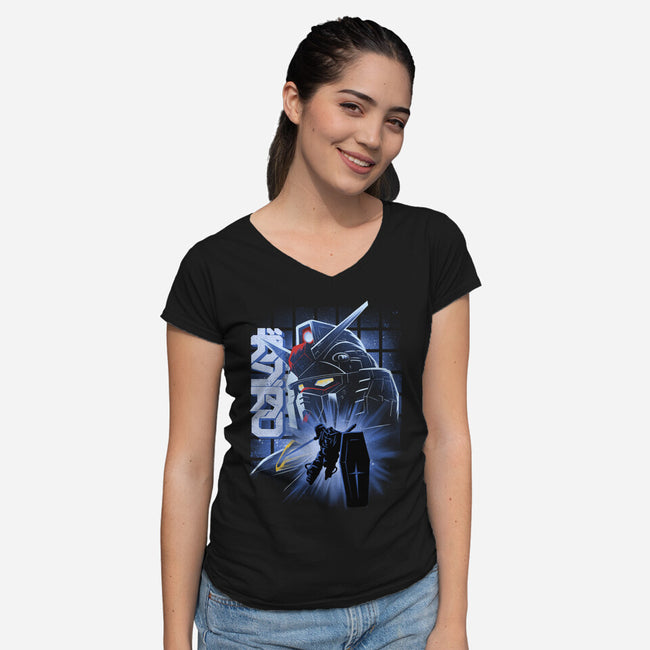 Mobile Suit Fighter-Womens-V-Neck-Tee-rmatix