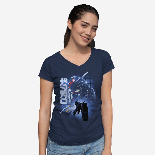 Mobile Suit Fighter-Womens-V-Neck-Tee-rmatix