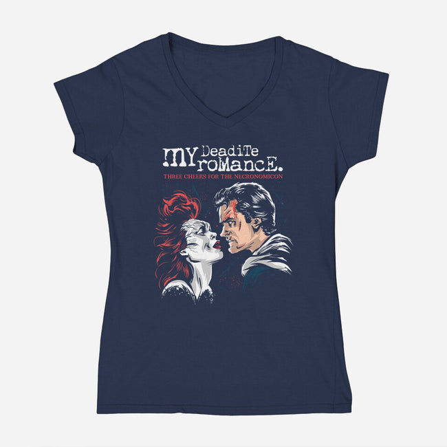 My Deadite Romance-Womens-V-Neck-Tee-zascanauta