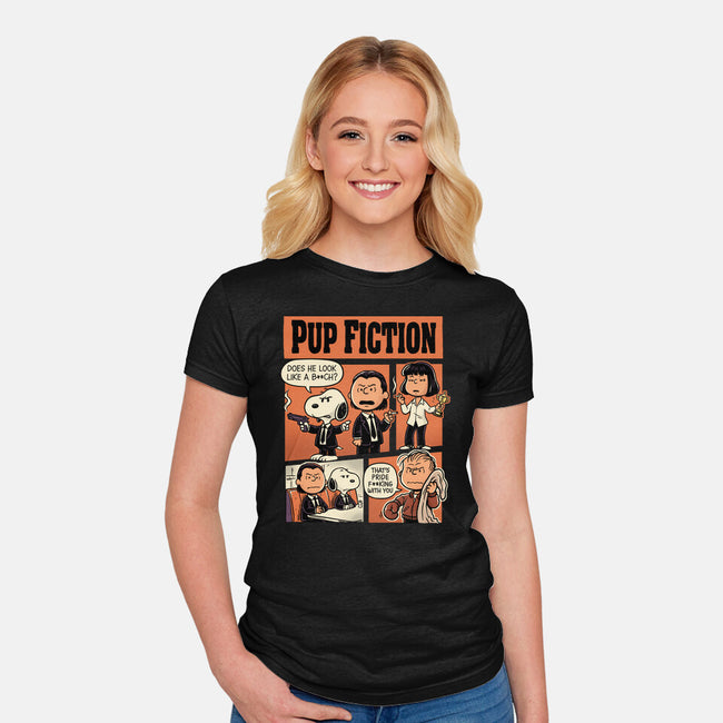 Pup Fiction-Womens-Fitted-Tee-P1yu5h
