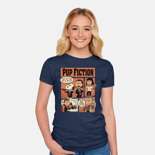 Pup Fiction-Womens-Fitted-Tee-P1yu5h