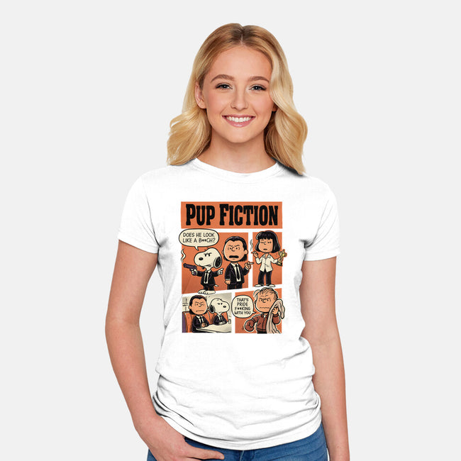 Pup Fiction-Womens-Fitted-Tee-P1yu5h