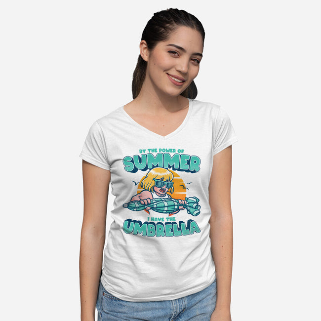 Power Of Summer-Womens-V-Neck-Tee-teesgeex