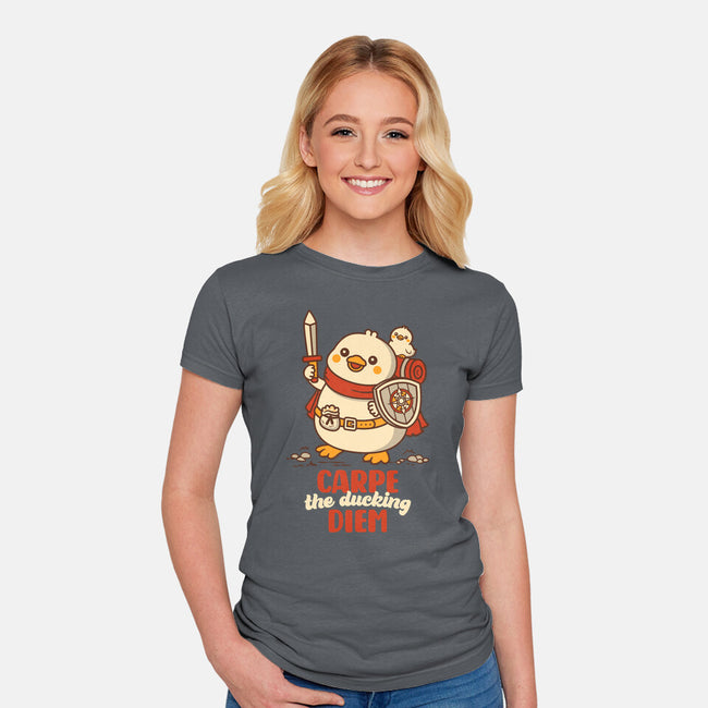 Carpe The Ducking Diem-Womens-Fitted-Tee-rocketman_art