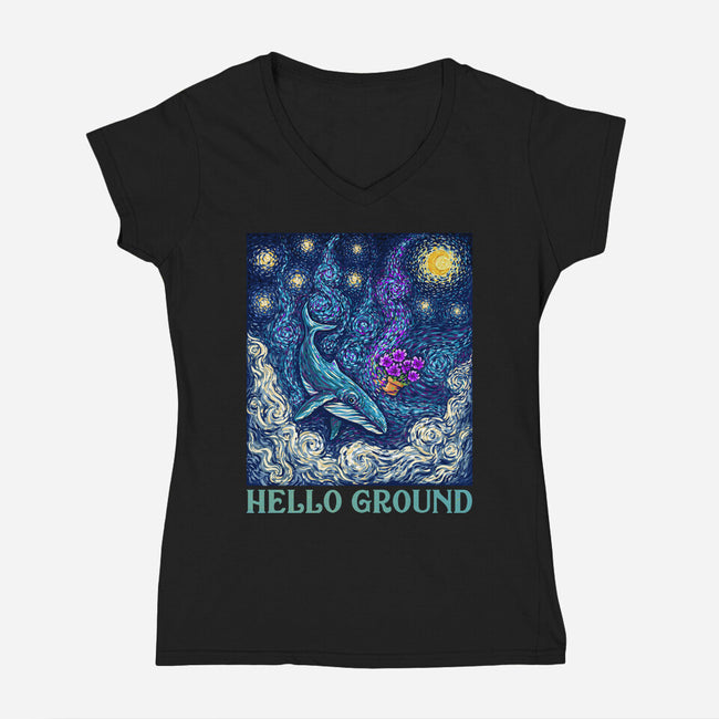 Falling Through A Starry Sky-Womens-V-Neck-Tee-kg07