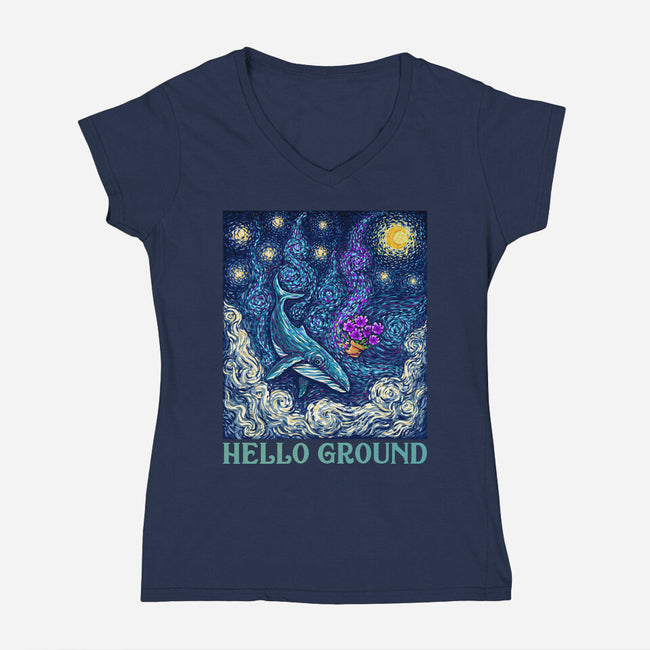 Falling Through A Starry Sky-Womens-V-Neck-Tee-kg07