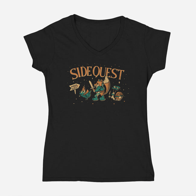 Side Quest Main Quest-Womens-V-Neck-Tee-Estudio Horta