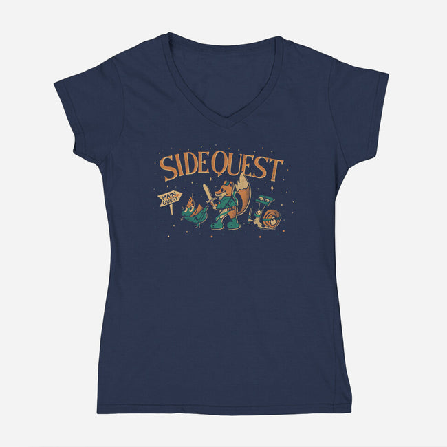 Side Quest Main Quest-Womens-V-Neck-Tee-Estudio Horta