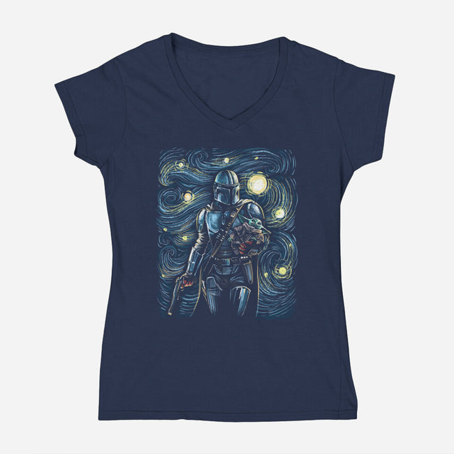 Starry Way-Womens-V-Neck-Tee-zascanauta