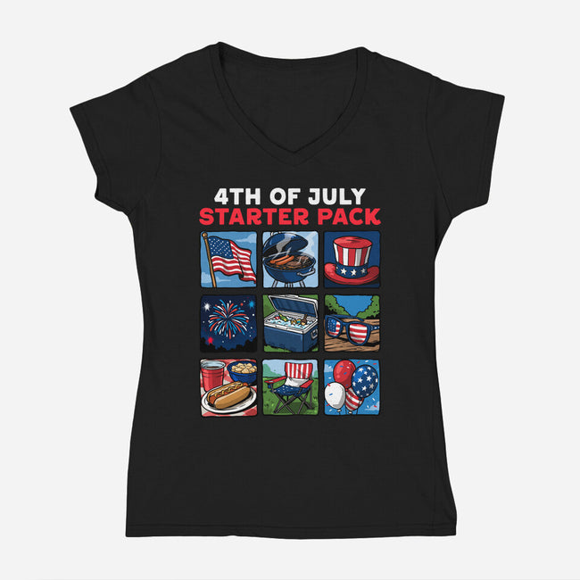 Fourth Of July Starter Pack-Womens-V-Neck-Tee-GoshWow