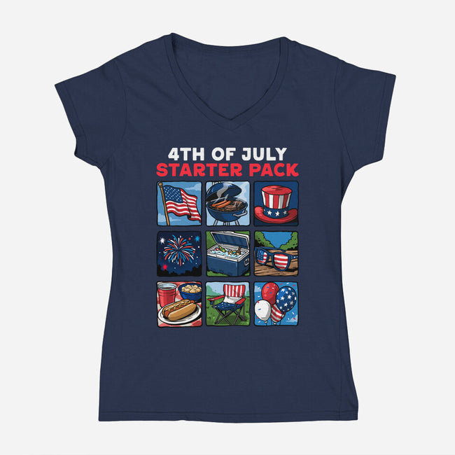 Fourth Of July Starter Pack-Womens-V-Neck-Tee-GoshWow