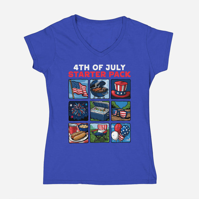 Fourth Of July Starter Pack-Womens-V-Neck-Tee-GoshWow