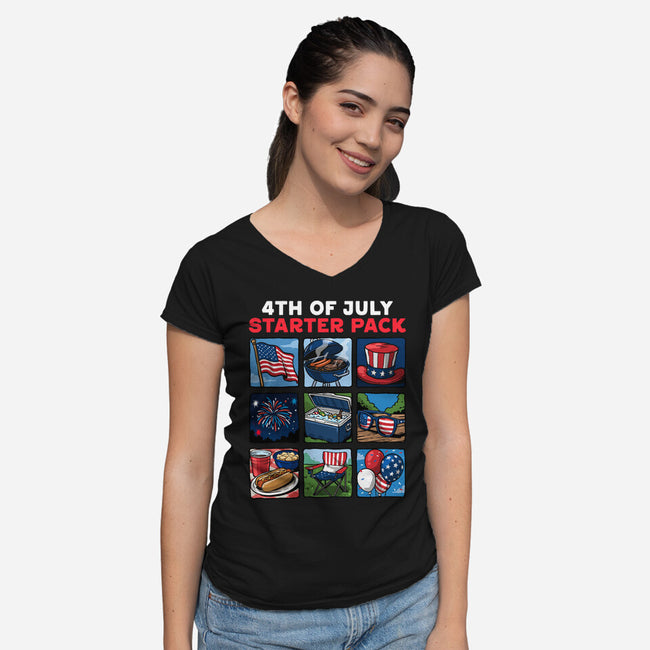 Fourth Of July Starter Pack-Womens-V-Neck-Tee-GoshWow