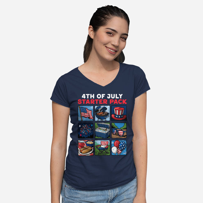 Fourth Of July Starter Pack-Womens-V-Neck-Tee-GoshWow