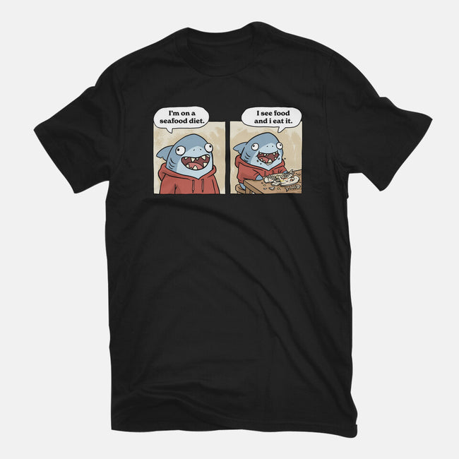 Shark Seafood Diet-Unisex-Basic-Tee-GoshWow