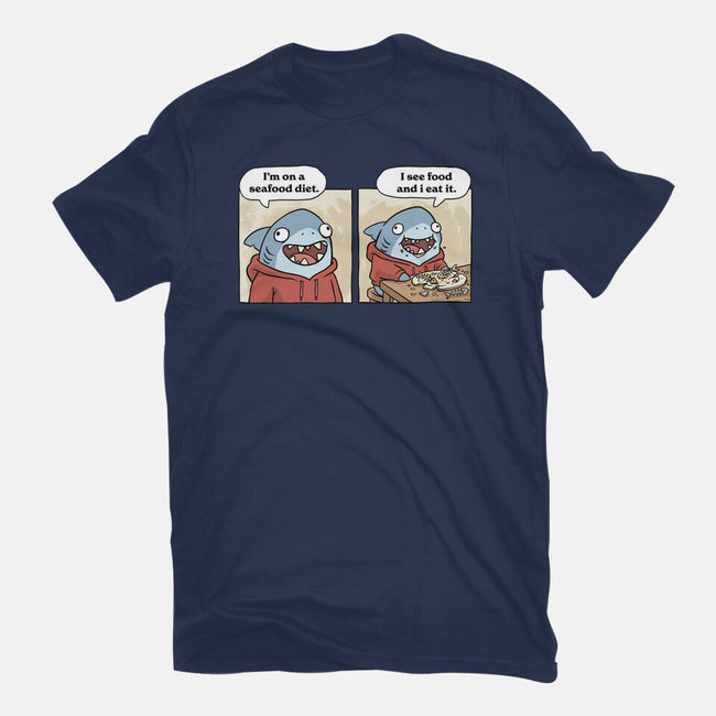 Shark Seafood Diet-Unisex-Basic-Tee-GoshWow