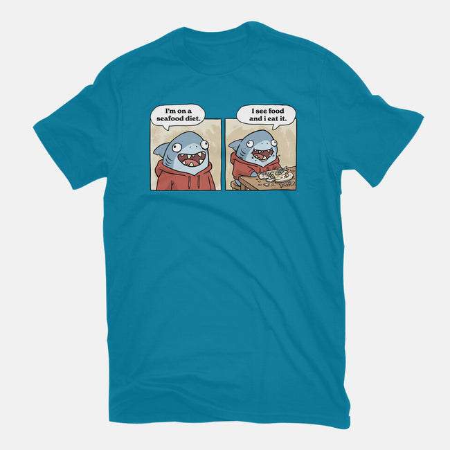 Shark Seafood Diet-Unisex-Basic-Tee-GoshWow