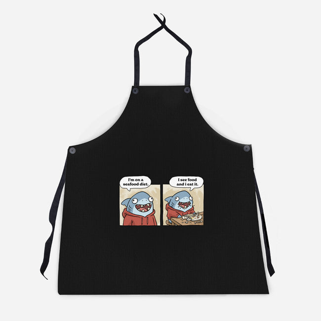 Shark Seafood Diet-Unisex-Kitchen-Apron-GoshWow